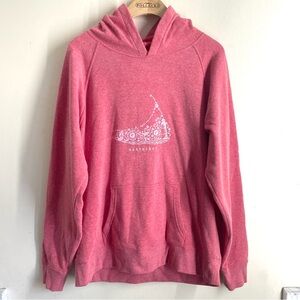 Nantucket Map Graphic Hoodie Sweatshirt Pink Fleece Lined size XL